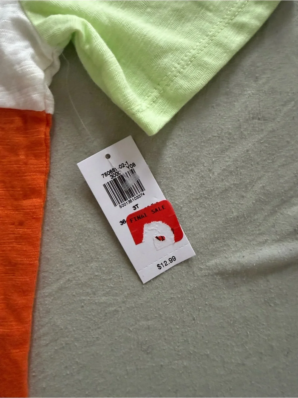 Old Navy Kids Colorblock Tees - White, Orange & Light Green